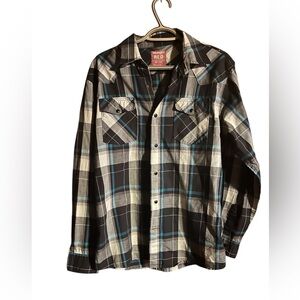 Vintage Wranglers Plaid Western Shirt Dome Snap Buttons